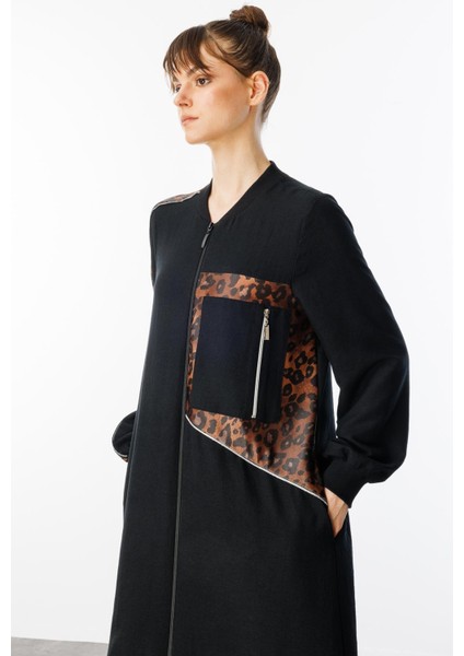 Ht Leopar Ince Ipekçe Dökümlü Spor Zamansız Kap Ferace-Siyah modelleri