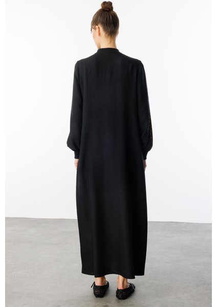 Ht Leopar Ince Ipekçe Dökümlü Spor Zamansız Kap Ferace-Siyah indirimleri