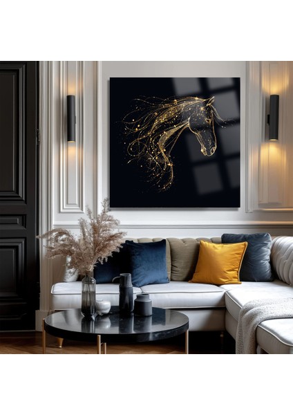 Gold At Ultra Yüksek Çözünürlük Kare Cam Tablo Ev Iş Yeri Ofis Hediyesi Soyut Tasarım Tablo