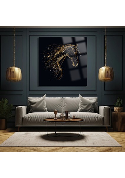 Gold At Ultra Yüksek Çözünürlük Kare Cam Tablo Ev Iş Yeri Ofis Hediyesi Soyut Tasarım Tablo fiyatları