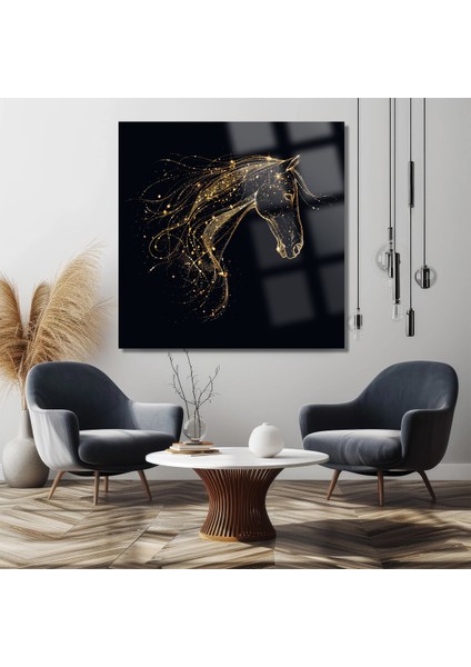 Gold At Ultra Yüksek Çözünürlük Kare Cam Tablo Ev Iş Yeri Ofis Hediyesi Soyut Tasarım Tablo fırsatları