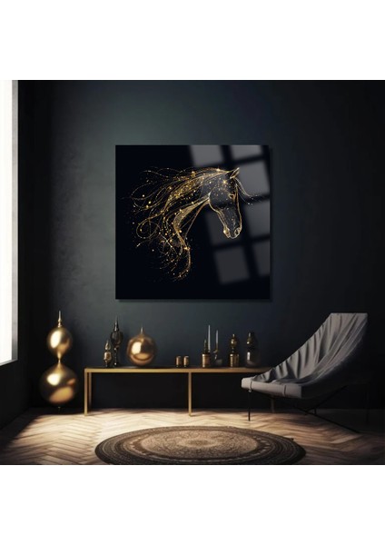 Gold At Ultra Yüksek Çözünürlük Kare Cam Tablo Ev Iş Yeri Ofis Hediyesi Soyut Tasarım Tablo indirimleri