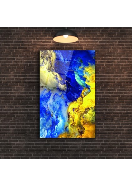 Mavi Soyut Cam Tablo
