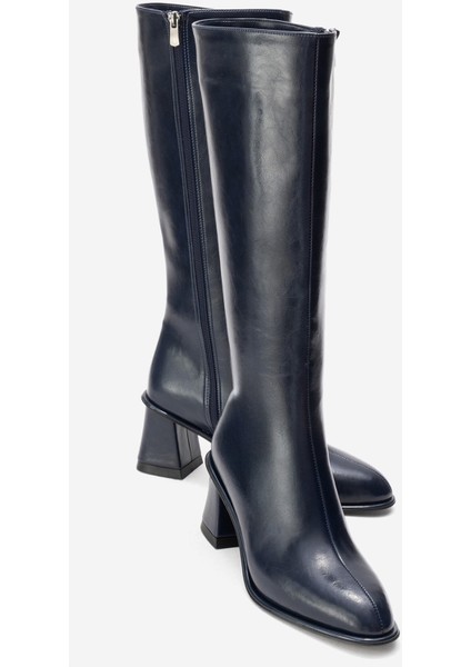 Paradis Lacivert Cilt Kadın Kalın Topuklu Çizme