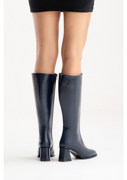 Paradis Lacivert Cilt Kadın Kalın Topuklu Çizme modelleri