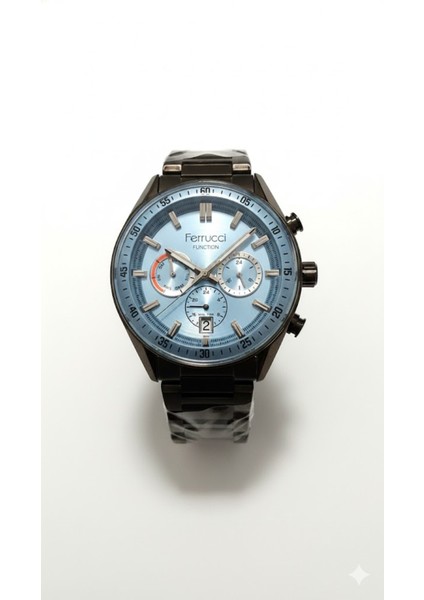 Erkek Kol Saati Siyah Renk, Buz Mavisi Kadran – Şık Metal Kordon, 2 Yıl Garantili