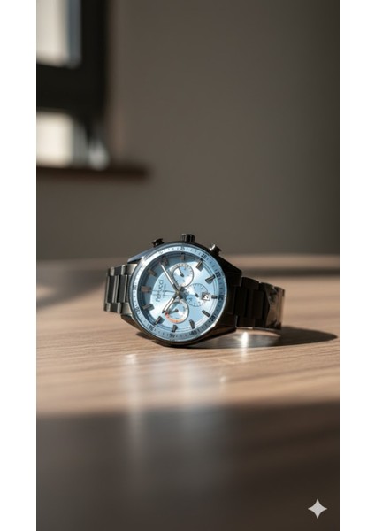 Erkek Kol Saati Siyah Renk, Buz Mavisi Kadran – Şık Metal Kordon, 2 Yıl Garantili fiyatları