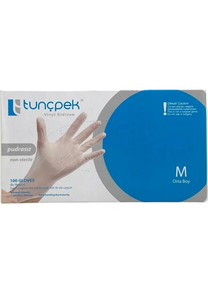 Tunçpek Vinyl Eldiven Pudrasız 100 Adet - M