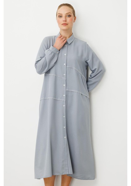 Chooban Dikiş Detaylı Ipekçe Kumaş Konforlu Kap Ferace-Gri