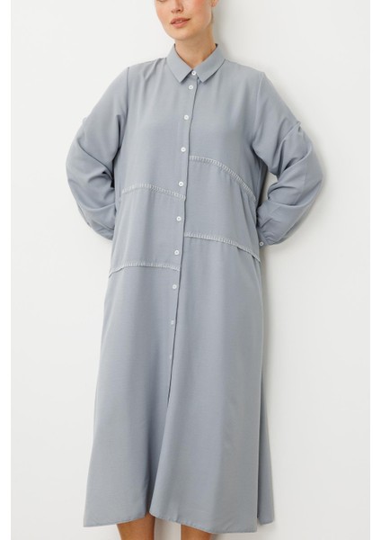 Chooban Dikiş Detaylı Ipekçe Kumaş Konforlu Kap Ferace-Gri modelleri