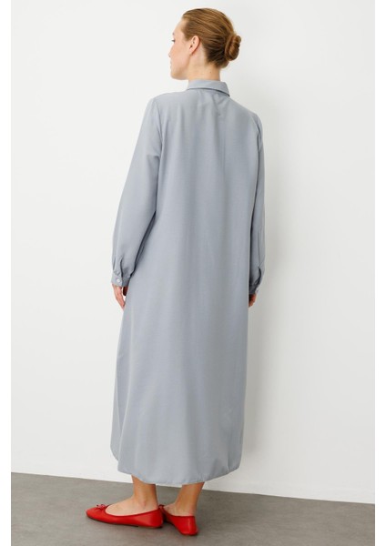 Chooban Dikiş Detaylı Ipekçe Kumaş Konforlu Kap Ferace-Gri fırsatları