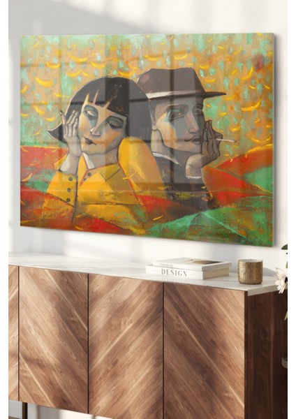 Sevgili| Romantik Paint Art Temalı | Cam Tablo | 50X70 cm