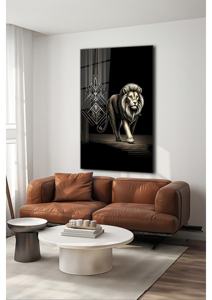 Dekoratif Aslan Dikey Cam Tablo modelleri