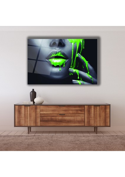 Yeşil Dudak Afrikalı Kadın Cam Tablo fiyatları