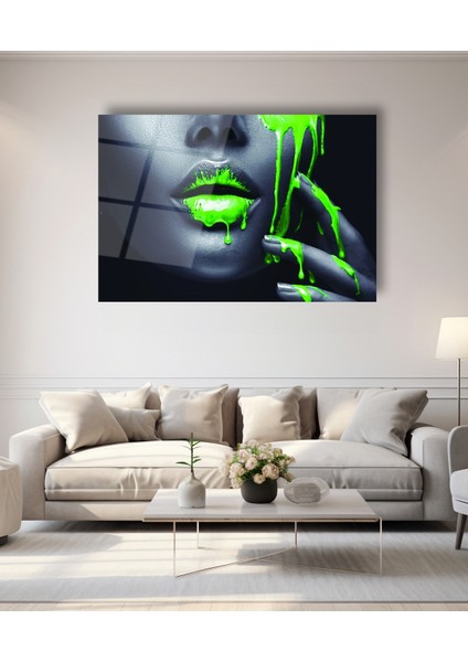Yeşil Dudak Afrikalı Kadın Cam Tablo indirimleri