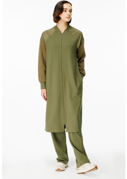 Mix Garni Detaylı Örme Kap Ferace-Haki fiyatları