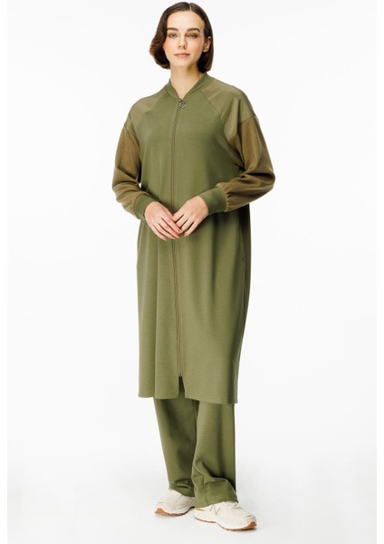 Mix Garni Detaylı Örme Kap Ferace-Haki modelleri