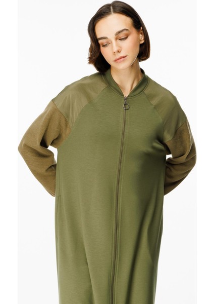 Mix Garni Detaylı Örme Kap Ferace-Haki indirimleri