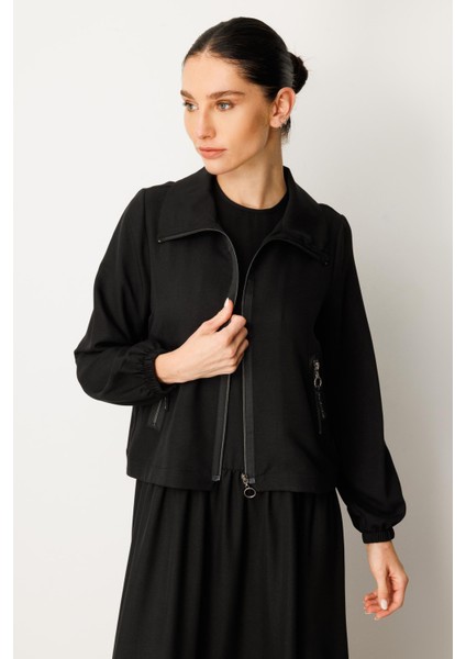 Ceket ve Iç Jile Kombin Ipekçe Elbise Ferace-Siyah fırsatları