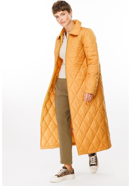 Paris Hafif Elyaf Yalıtımlı Baharlık Trençkot Kap Kaban-Hardal