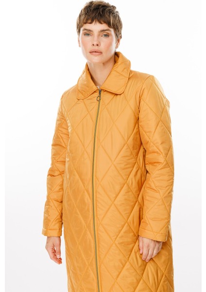 Paris Hafif Elyaf Yalıtımlı Baharlık Trençkot Kap Kaban-Hardal