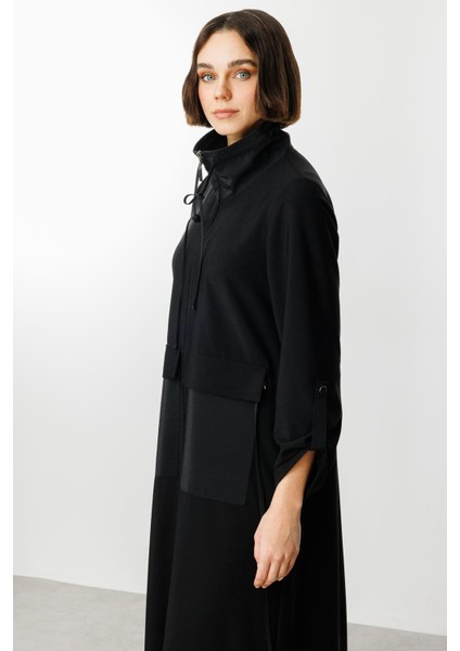 Spl Dökümlü Ince Kumaş Spor Kap/ferace-Siyah