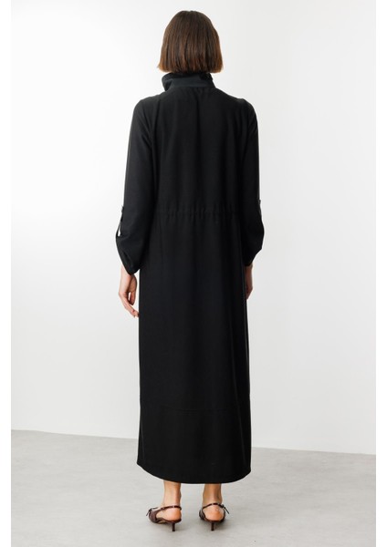 Spl Dökümlü Ince Kumaş Spor Kap/ferace-Siyah