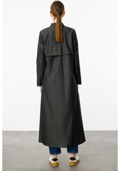 Renkli Boncuk Işleme %100 Pamuk Ince Kot Spor Kap Ferace-Siyah indirimleri