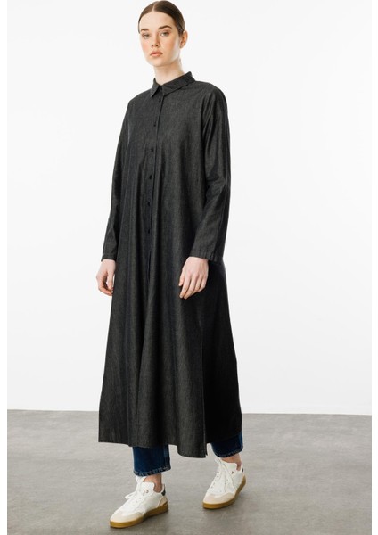 Renkli Boncuk Işleme %100 Pamuk Ince Kot Spor Kap Ferace-Siyah