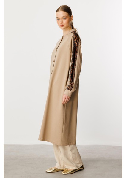 F/ı Leopar Garni Pamuk Karışımlı Ince Örme Kap/ Frrce-Vizon