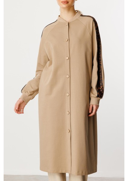 F/ı Leopar Garni Pamuk Karışımlı Ince Örme Kap/ Frrce-Vizon