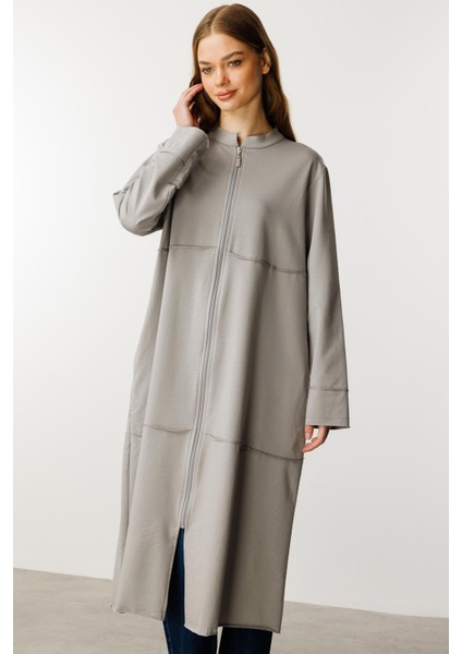 Fully Pamuk Karışımlı Ince Örme Spor Kap/ Ferace-Gri modelleri