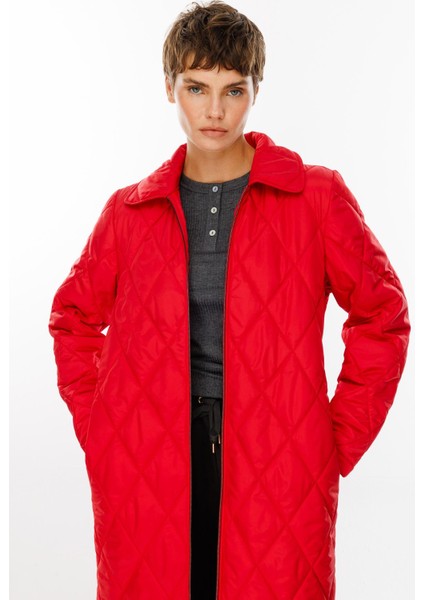Paris Hafif Elyaf Yalıtımlı Baharlık Trençkot Kap Kaban-Kırmızı modelleri