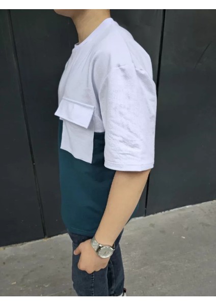 Unisex Torba Cep Detaylı Parçalı Tshirt fiyatları