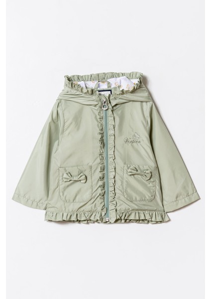 Kız Kapüşonlu Nakışlı Rüzgarlık & Yağmurluk 1 - 5 Yaş