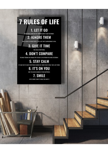 Hayatın 7 Kuralı Cam Tablo fırsatları