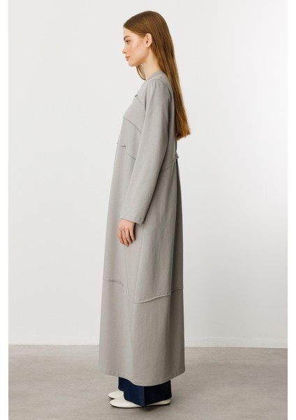 Ben Özel Pamuk Karışımlı Dökümlü ve Konforlu Kap-Gri