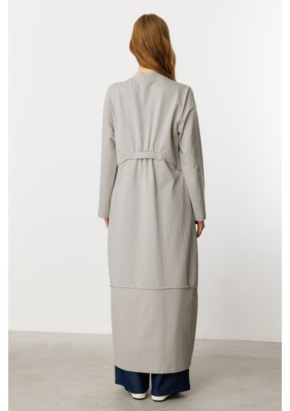 Ben Özel Pamuk Karışımlı Dökümlü ve Konforlu Kap-Gri