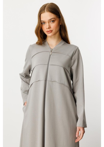 Ben Özel Pamuk Karışımlı Dökümlü ve Konforlu Kap-Gri