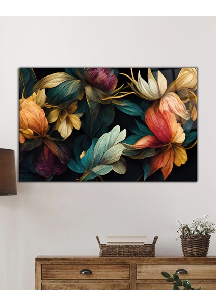 Renkli Yapraklar Cam Tablo Ev Ofis Salon Için Duvar Dekoru Büyük Tablo