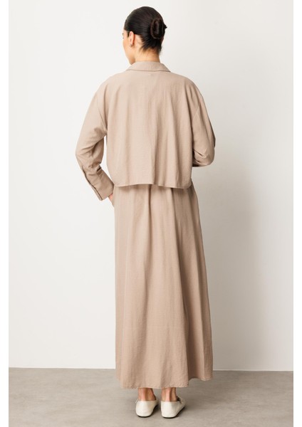 Aller Üst Beden ve Jile Iç Kombin Ipekçe Elbise Ferace-Taş fırsatları