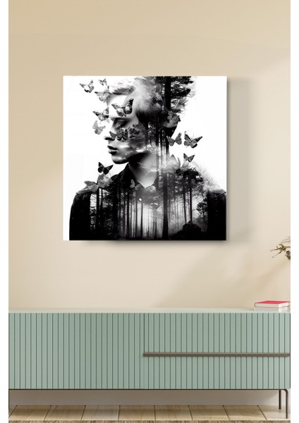 Butterfly Art Cam Tablo, Dekoratif Cam Tablo