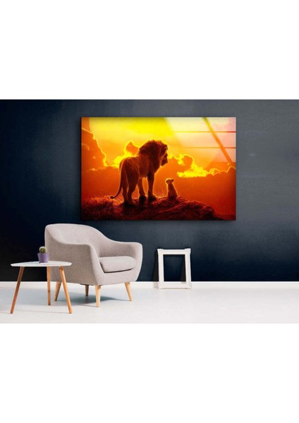 Aslan Temperli Cam Duvar Tablosu modelleri