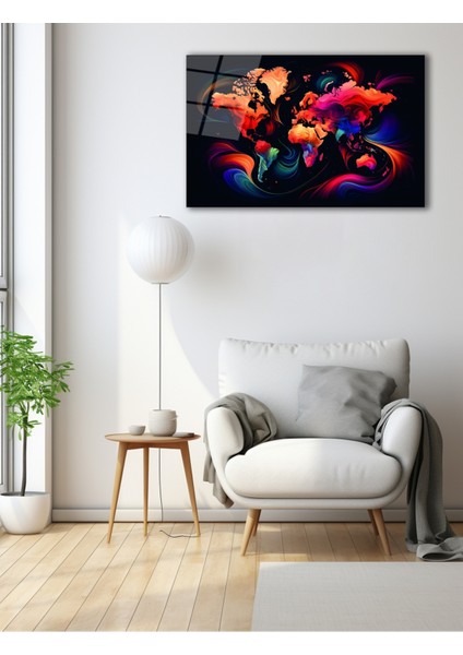 Rengarenk Dünya Haritası Cam Tablo fiyatları