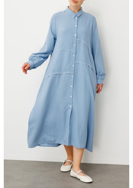 Chooban Dikiş Detaylı Ipekçe Kumaş Konforlu Kap Ferace-Mavi indirimleri