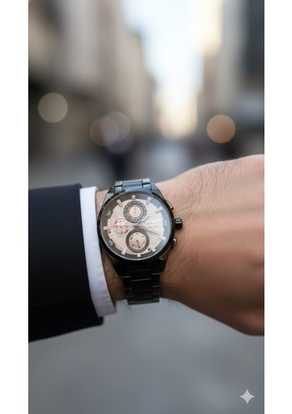 Erkek Kol Saati Siyah Renk, Gümüş Kadran – Şık Metal Kordon, 2 Yıl Garantili modelleri