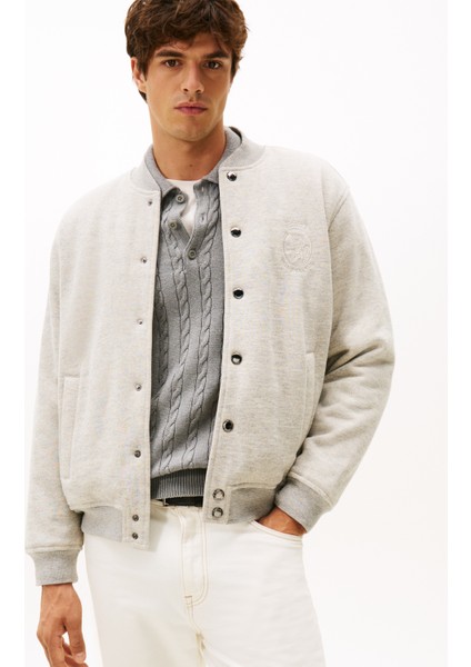 Bisiklet Yaka Gri Erkek Sweatshırt MW0MW40056P97_CREST Graphıc Reversı modelleri