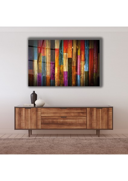 Renkli Ahşap Soyut Cam Tablo modelleri