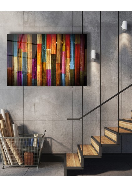 Renkli Ahşap Soyut Cam Tablo fırsatları