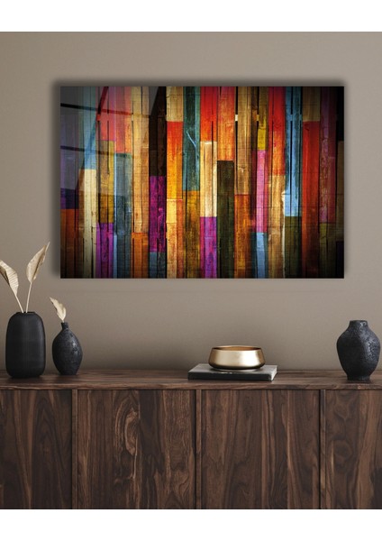 Renkli Ahşap Soyut Cam Tablo indirimleri